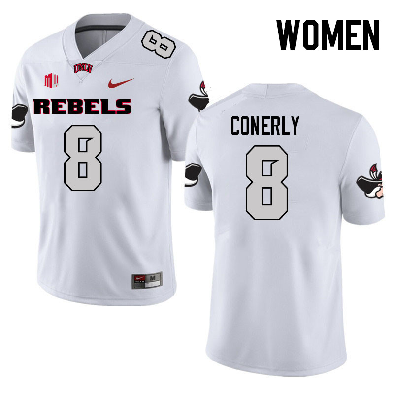 Women #8 Timothy Conerly UNLV Rebels College Football Jerseys Stitched Sale-White - Click Image to Close